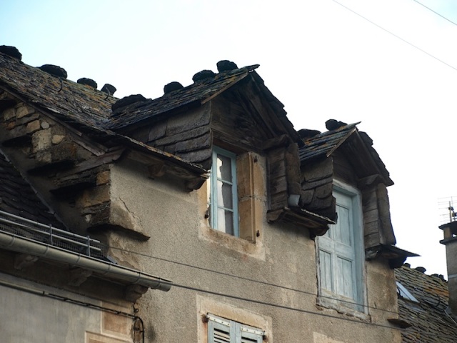 Slate roof and dormer windows. 