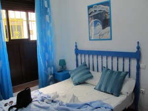 Our small bedroom. Current research indicates that people sleep longer if a bedroom contains the colour blue. 